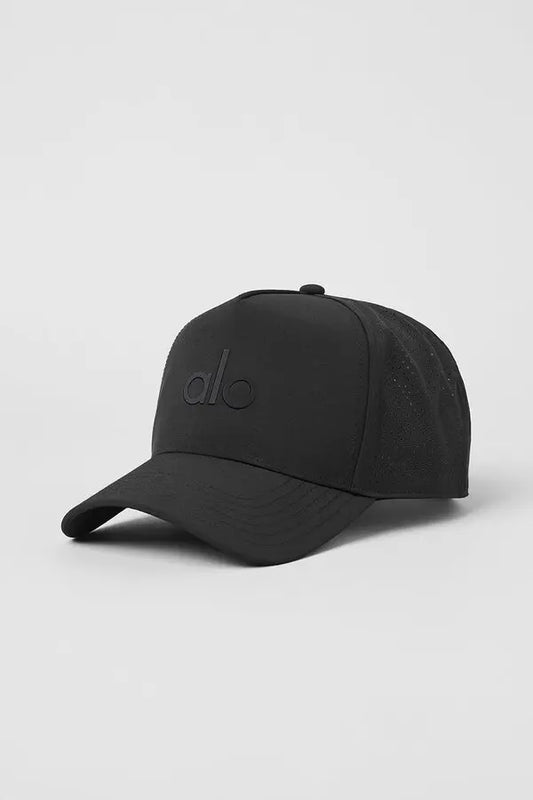 alo - performance district trucker cap - total black